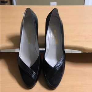 Bally Suisse Pumps Black Leather Suede 6.5